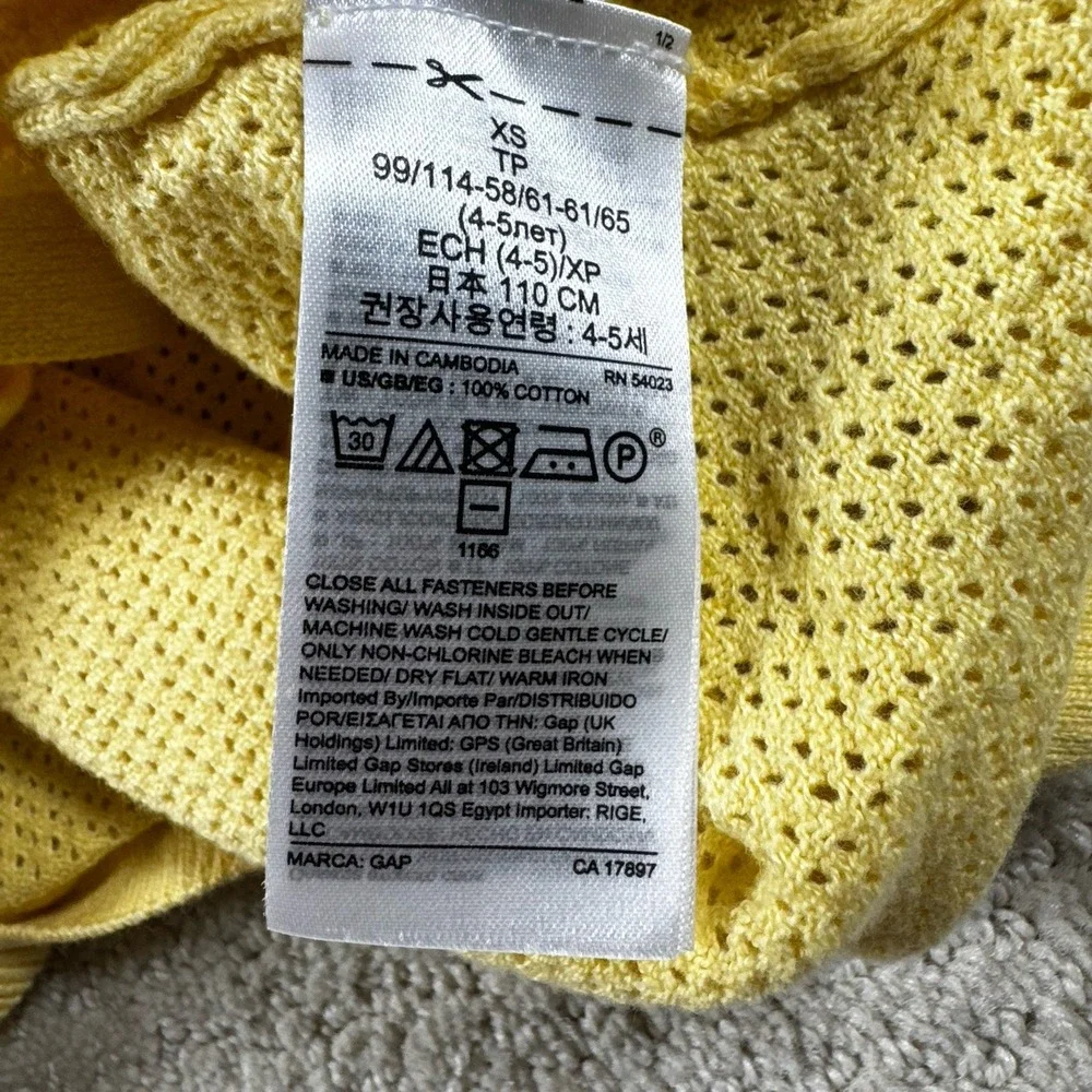 Gap Kids Girls Yellow Knit Cardigan Size XS 4-5‎